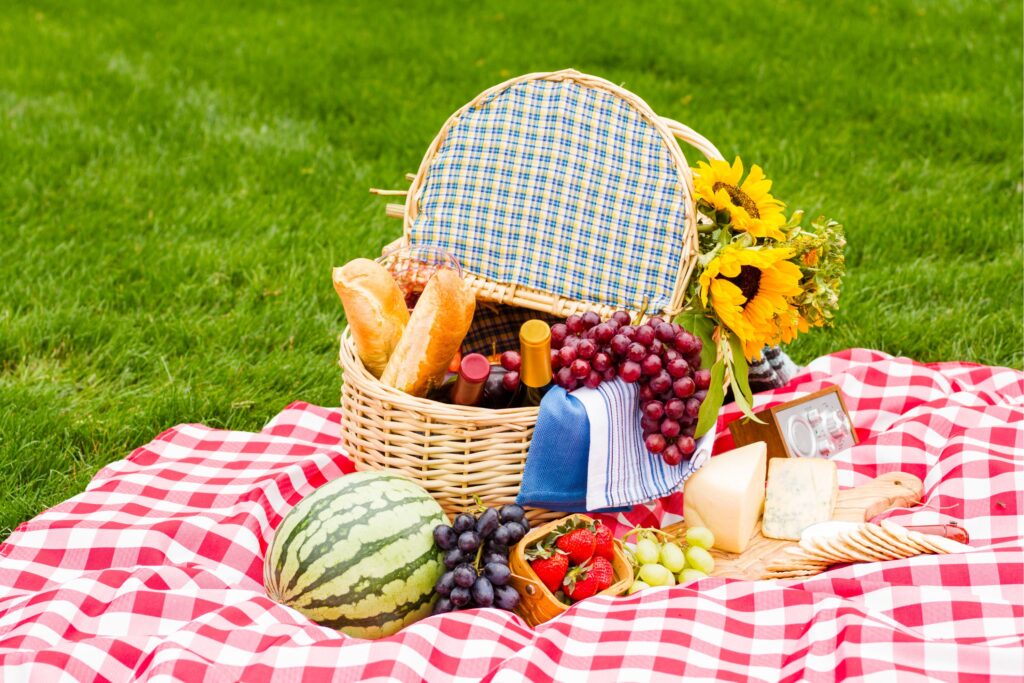 summer picnic with friends in the park 