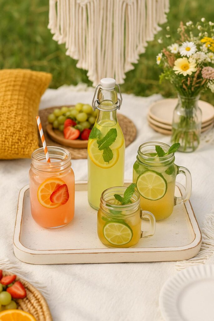 Fruity Punches with Grazing Boards and Summer Treats for boho picnis 