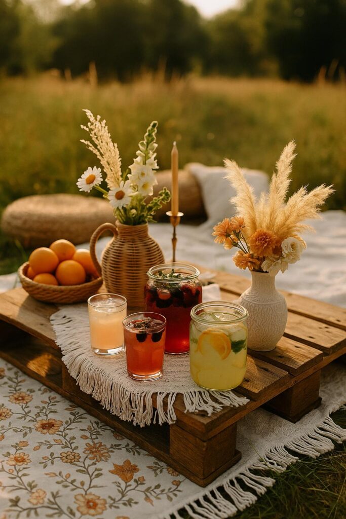 Seasonal and Themed Drink Ideas for Boho Picnic Settings