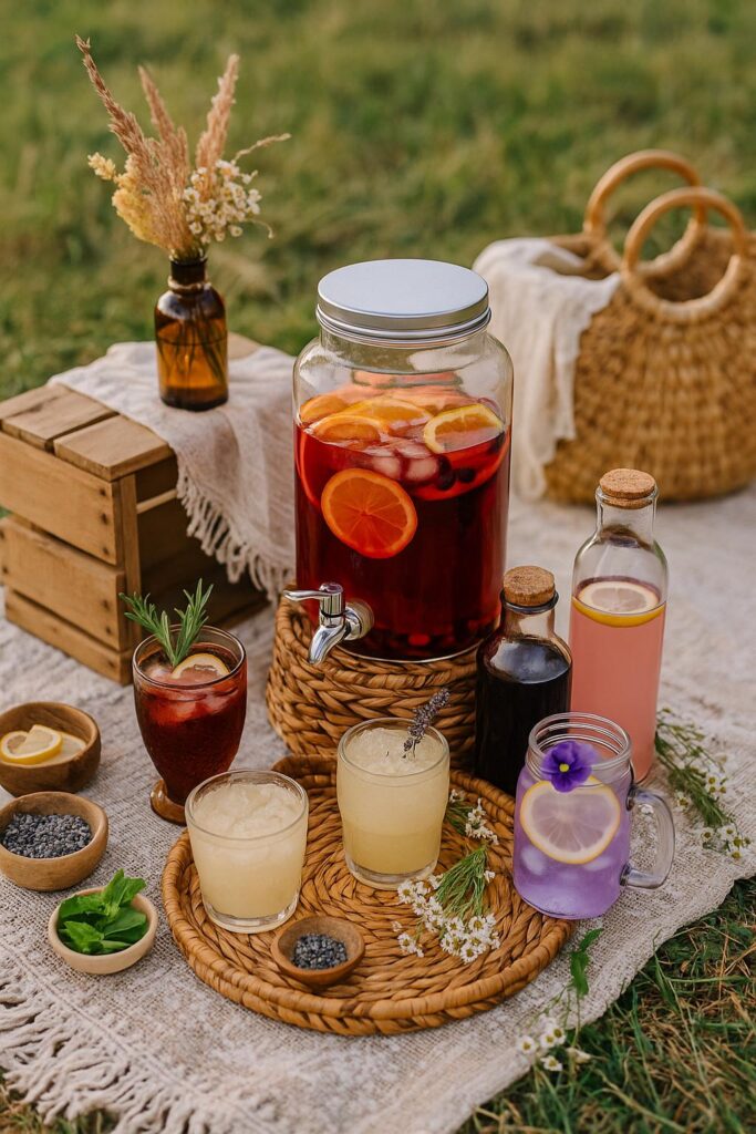 Wellness-Inspired Mocktails and Herbal Refreshers for a boho picnic 