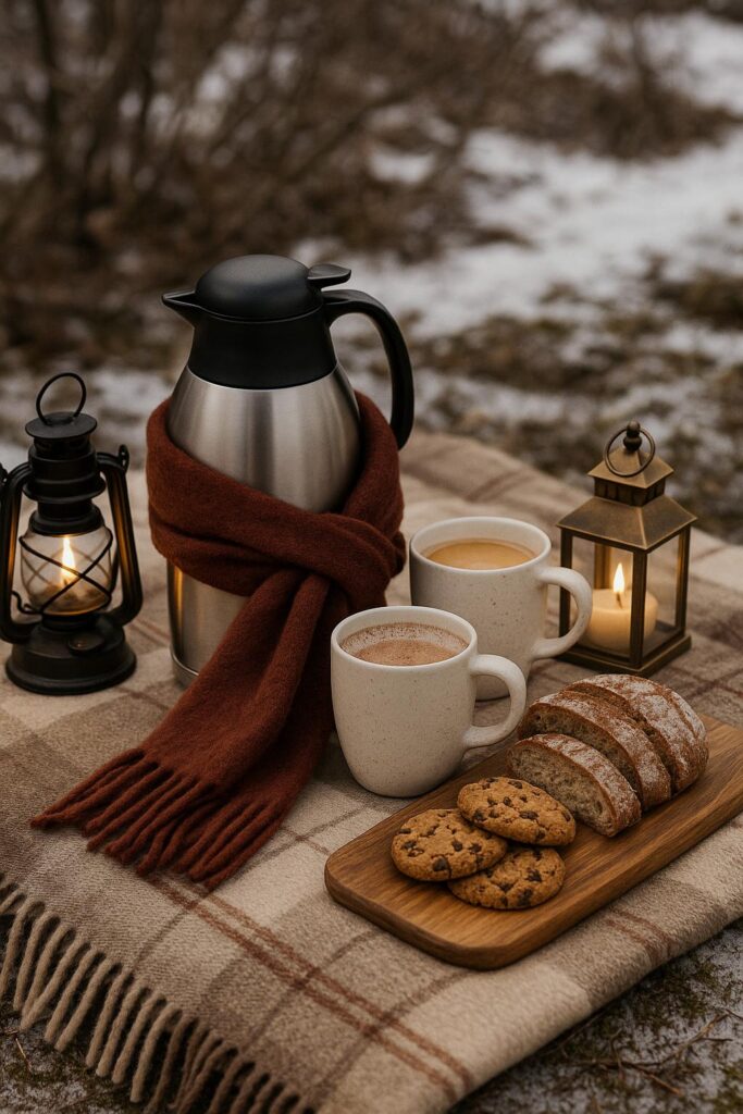 Winter Boho Picnic with Warm Drinks